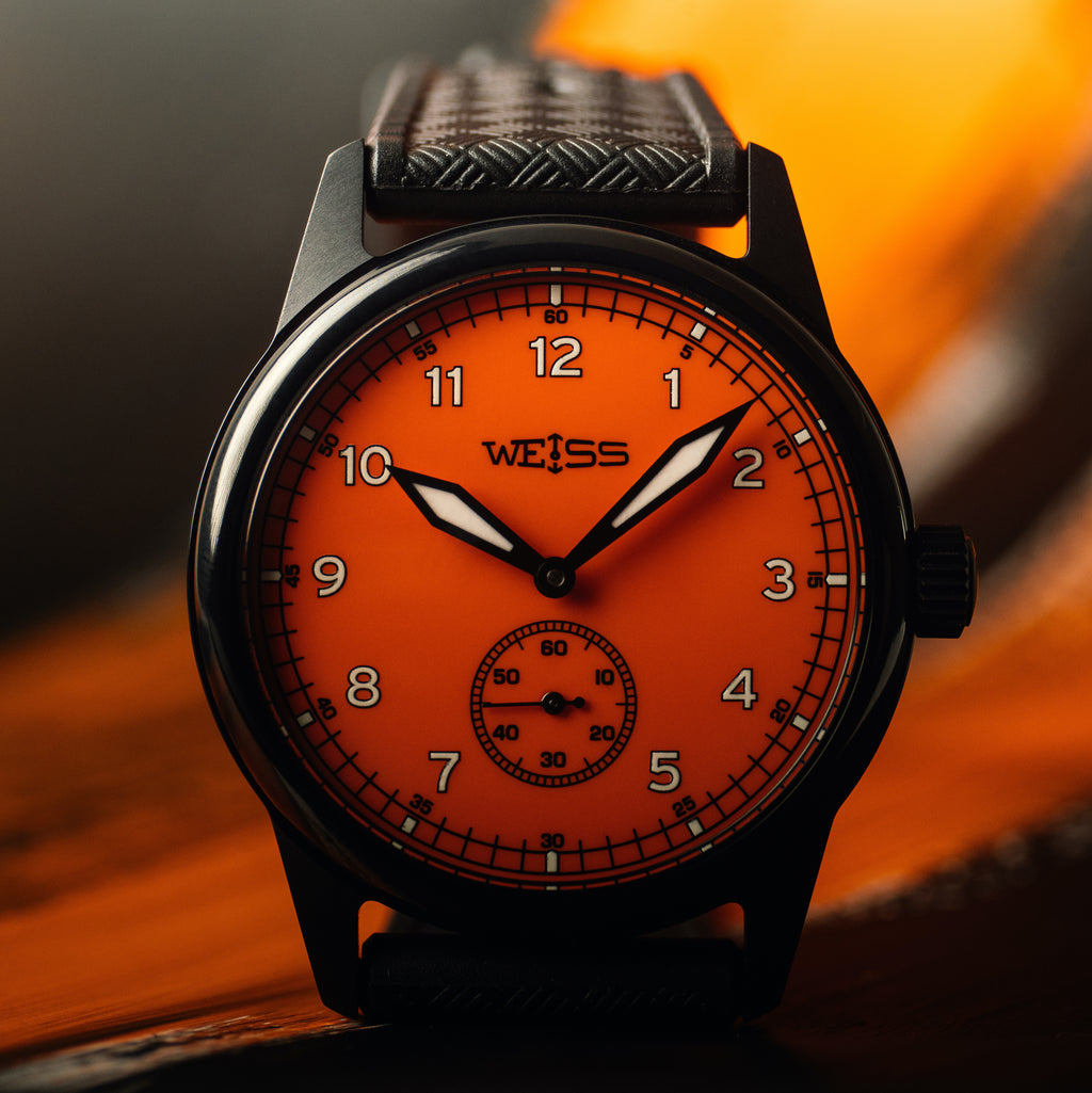 *Limited Edition* Titanium Black DLC 38mm Standard Issue Field Watch: Tennessee Tangerine