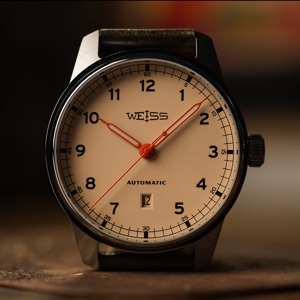 *Limited Edition* 42mm Automatic Standard Issue Field Watch with Date: Signal Orange Hands