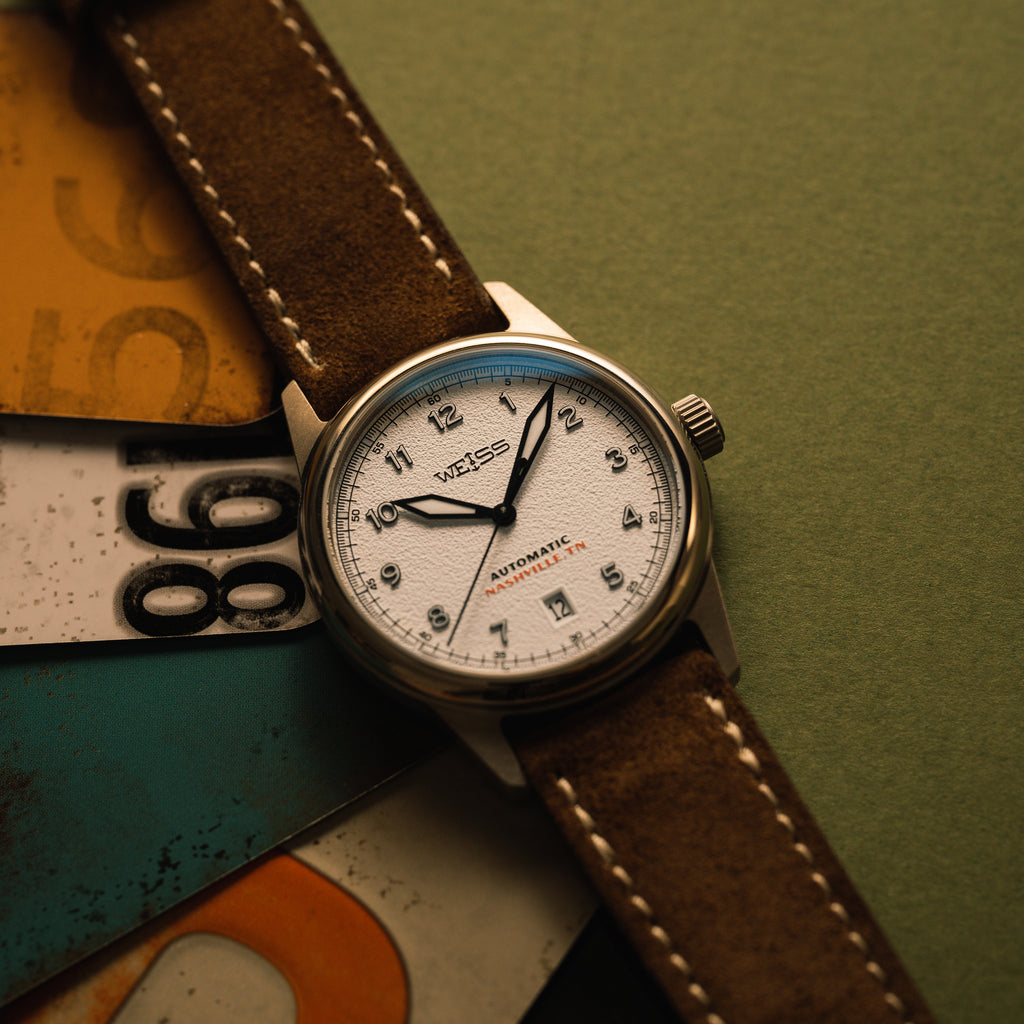 *Limited Edition* Titanium 38mm Automatic Standard Issue Field Watch with Date: Textured White Dial
