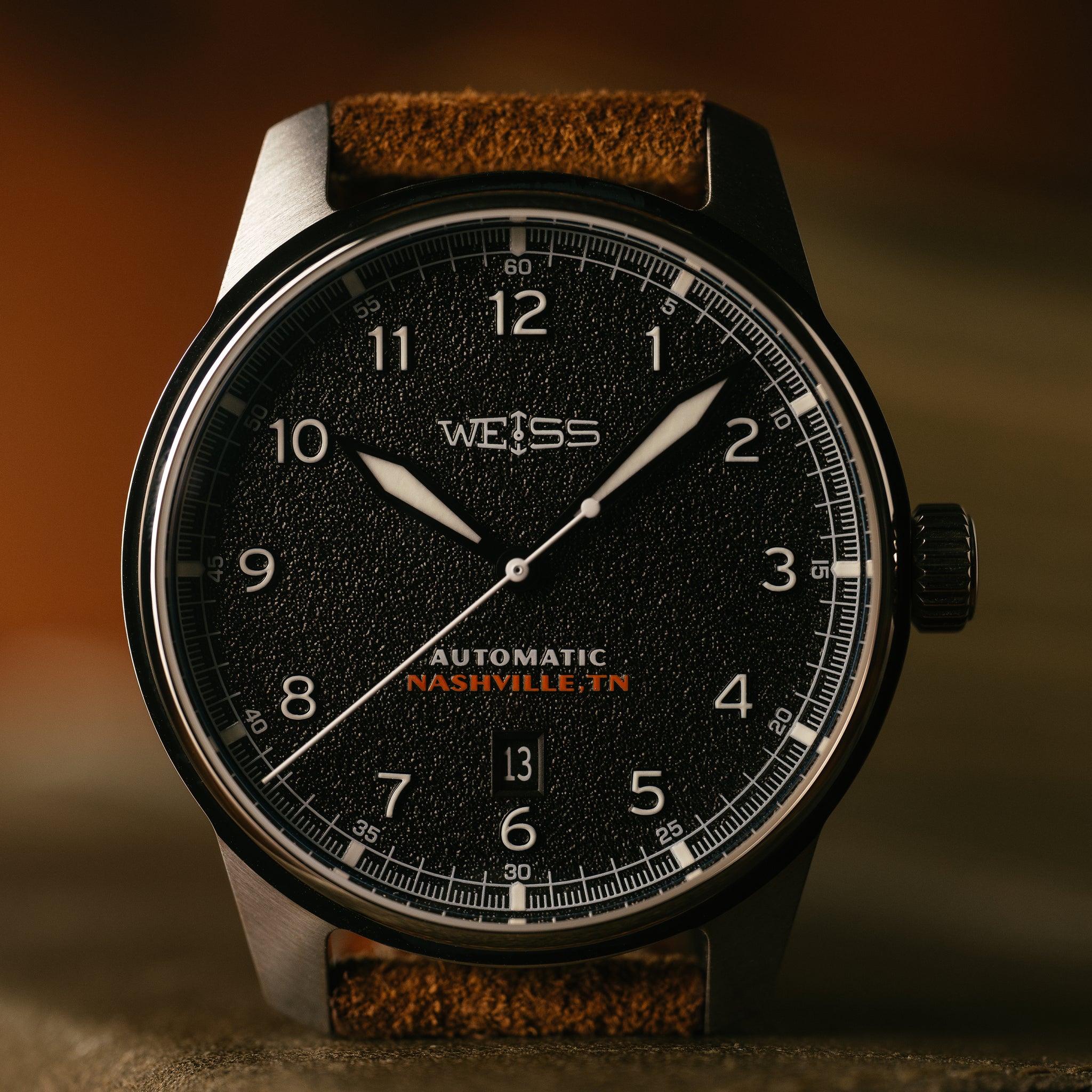 *Limitierte Auflage* Automatische Standard-Felduhr aus Titan, 38 mm, mit Datum: Strukturiertes schwarzes Zifferblatt