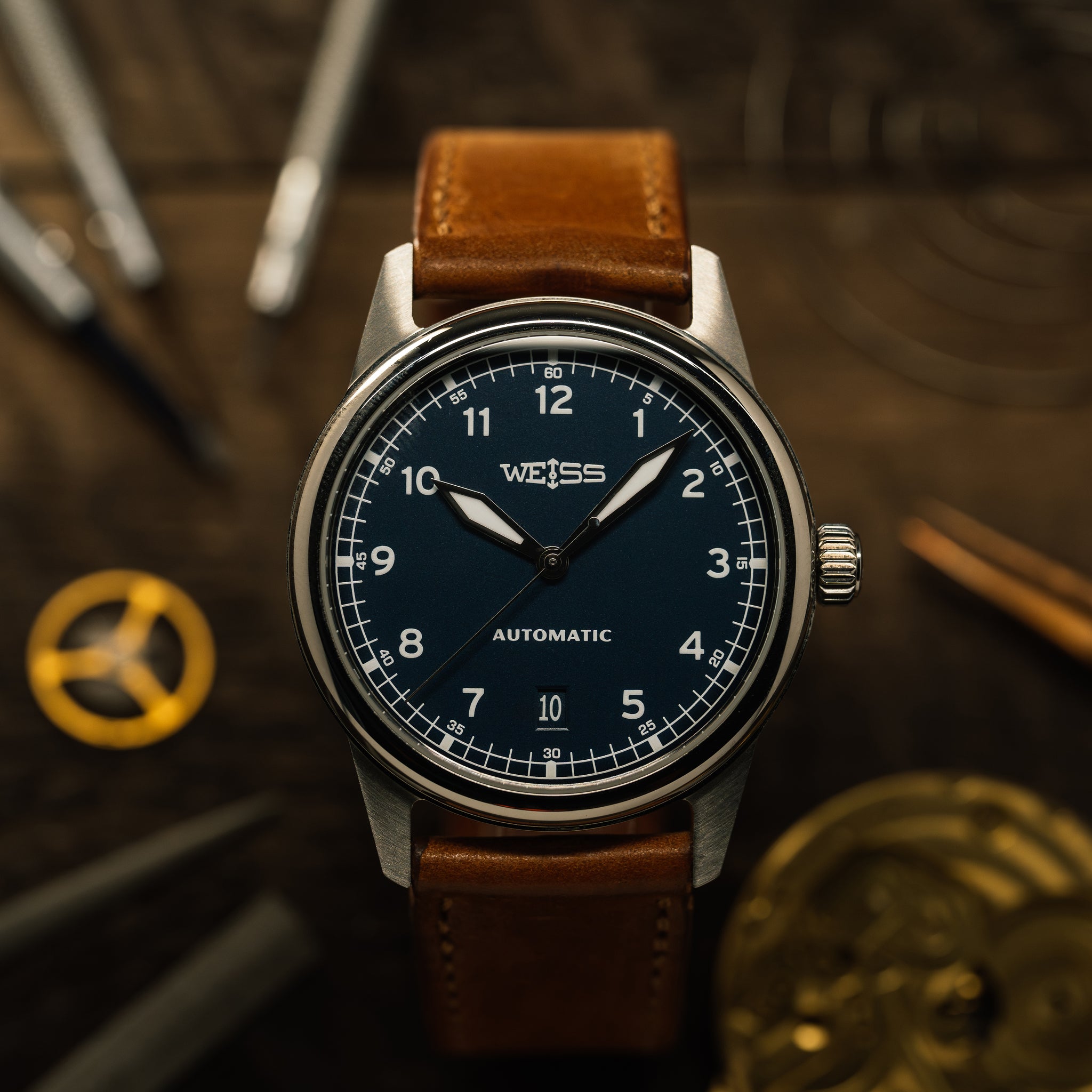38mm Automatic Standard Issue Field Watch with Date - Blue Dial