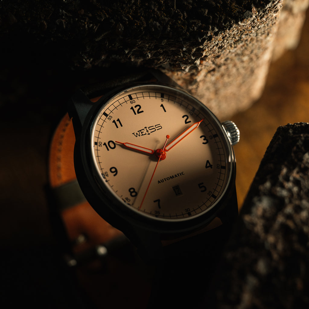*Limited Edition* 42mm Automatic Standard Issue Field Watch with Date: Signal Orange Hands