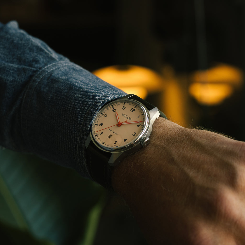 *Limited Edition* 42mm Automatic Standard Issue Field Watch with Date: Signal Orange Hands