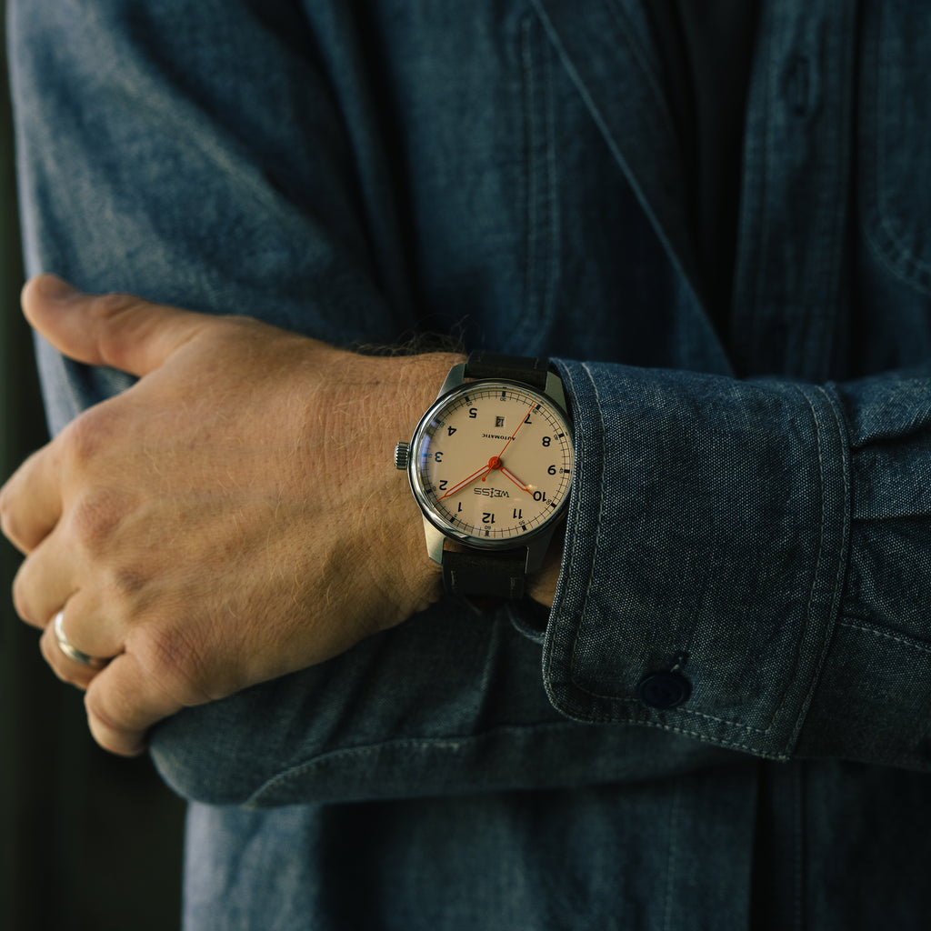 *Limited Edition* 42mm Automatic Standard Issue Field Watch with Date: Signal Orange Hands