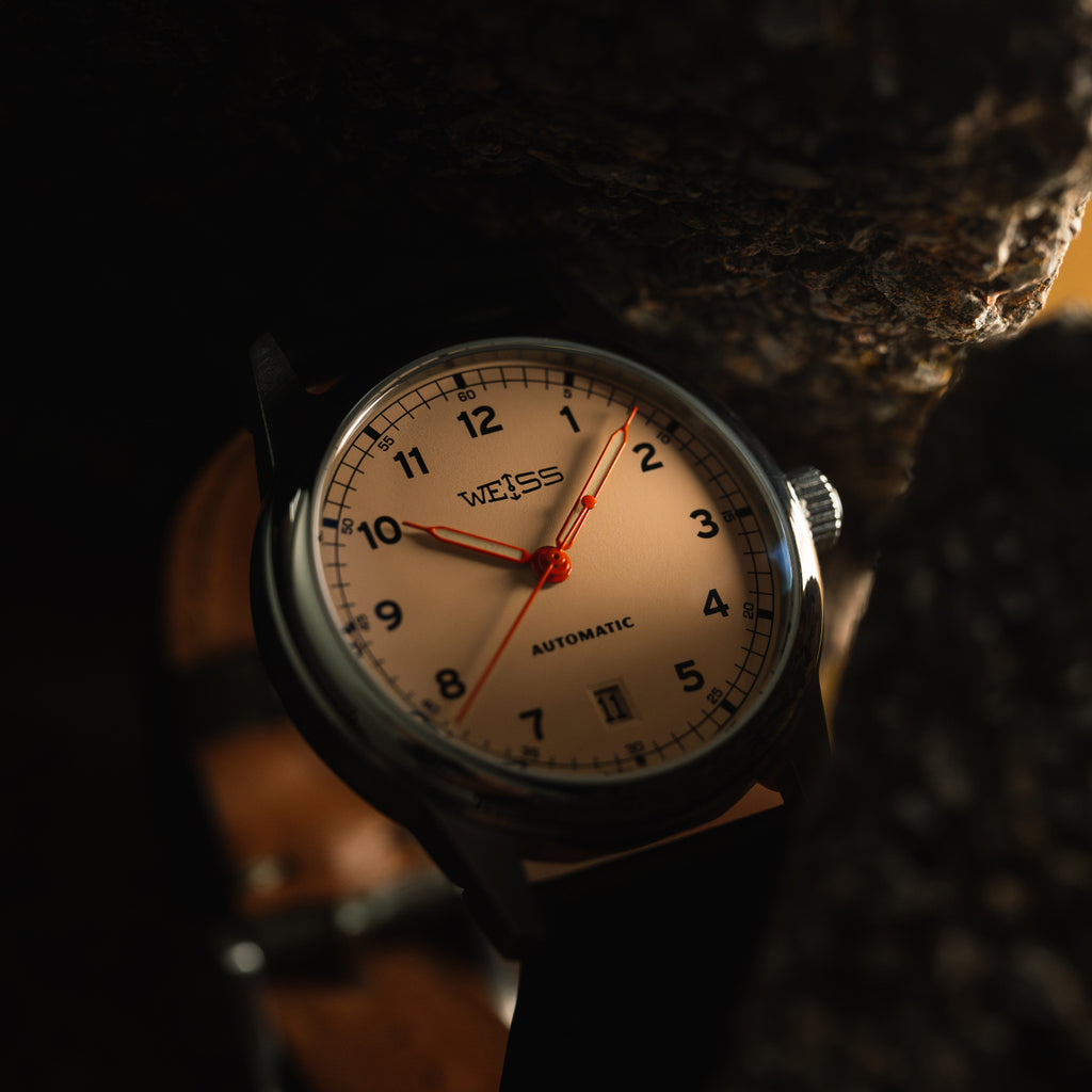 *Limited Edition* 38mm Automatic Standard Issue Field Watch with Date: Signal Orange Hands