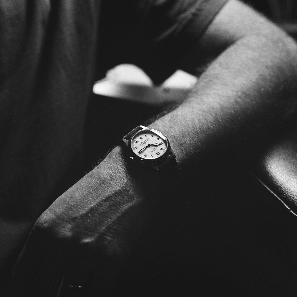 *Limited Edition* Titanium 38mm Automatic Standard Issue Field Watch with Date: Textured White Dial