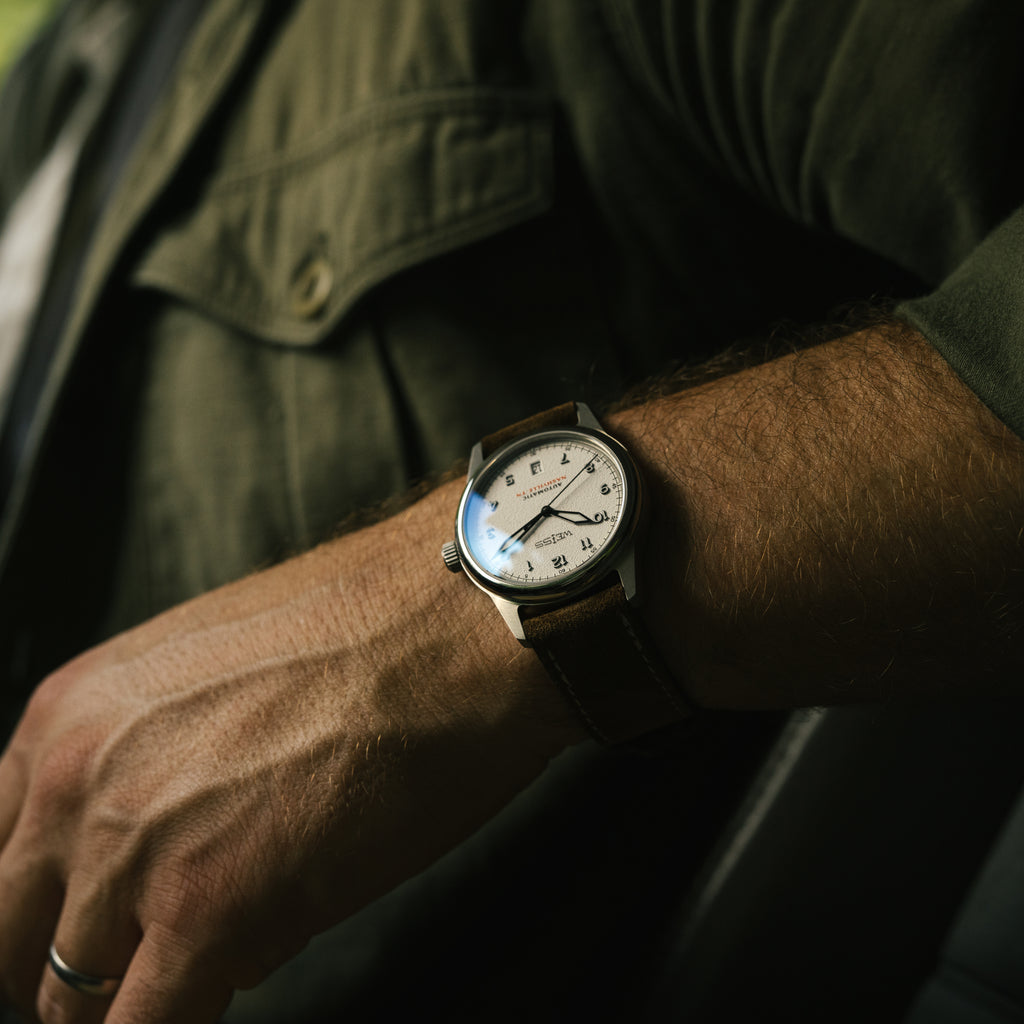 *Limited Edition* Titanium 38mm Automatic Standard Issue Field Watch with Date: Textured White Dial