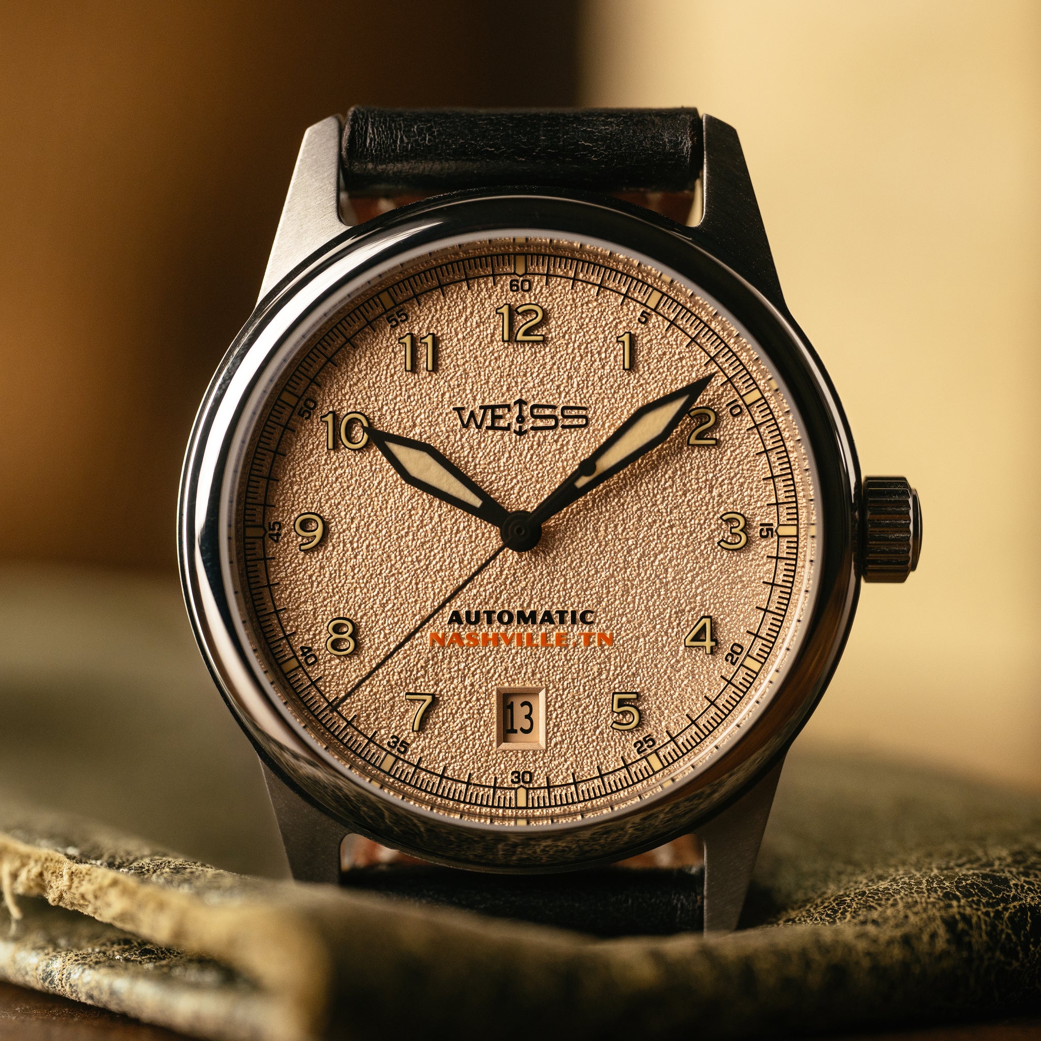 *Limited Edition* 38mm Automatic Standard Issue Field Watch with Date: Textured Latte Dial