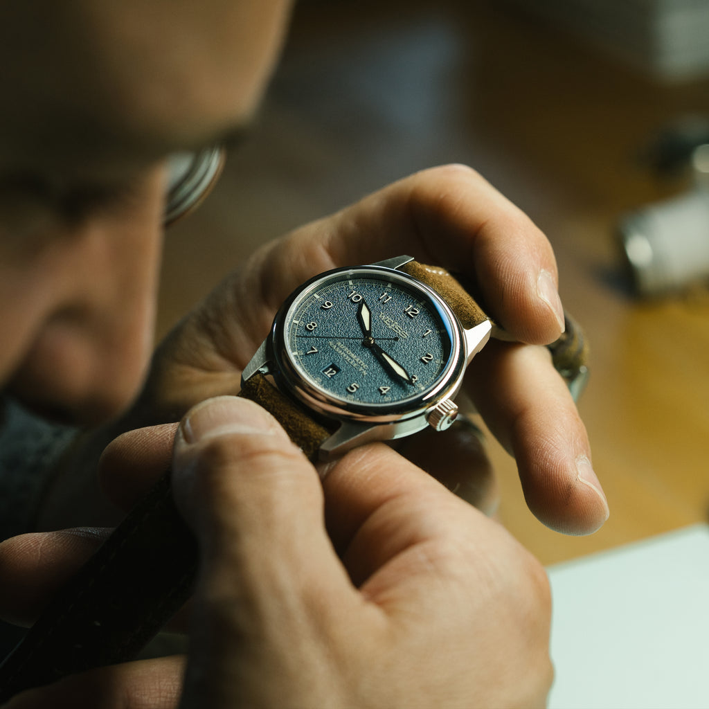 *Limited Edition* 38mm Automatic Standard Issue Field Watch with Date: Textured Denim Dial