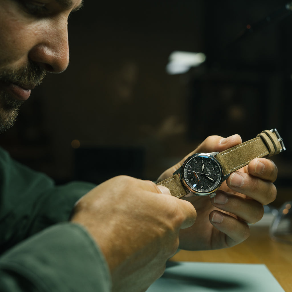 *Limited Edition* Titanium 38mm Automatic Standard Issue Field Watch with Date: Textured Black Dial