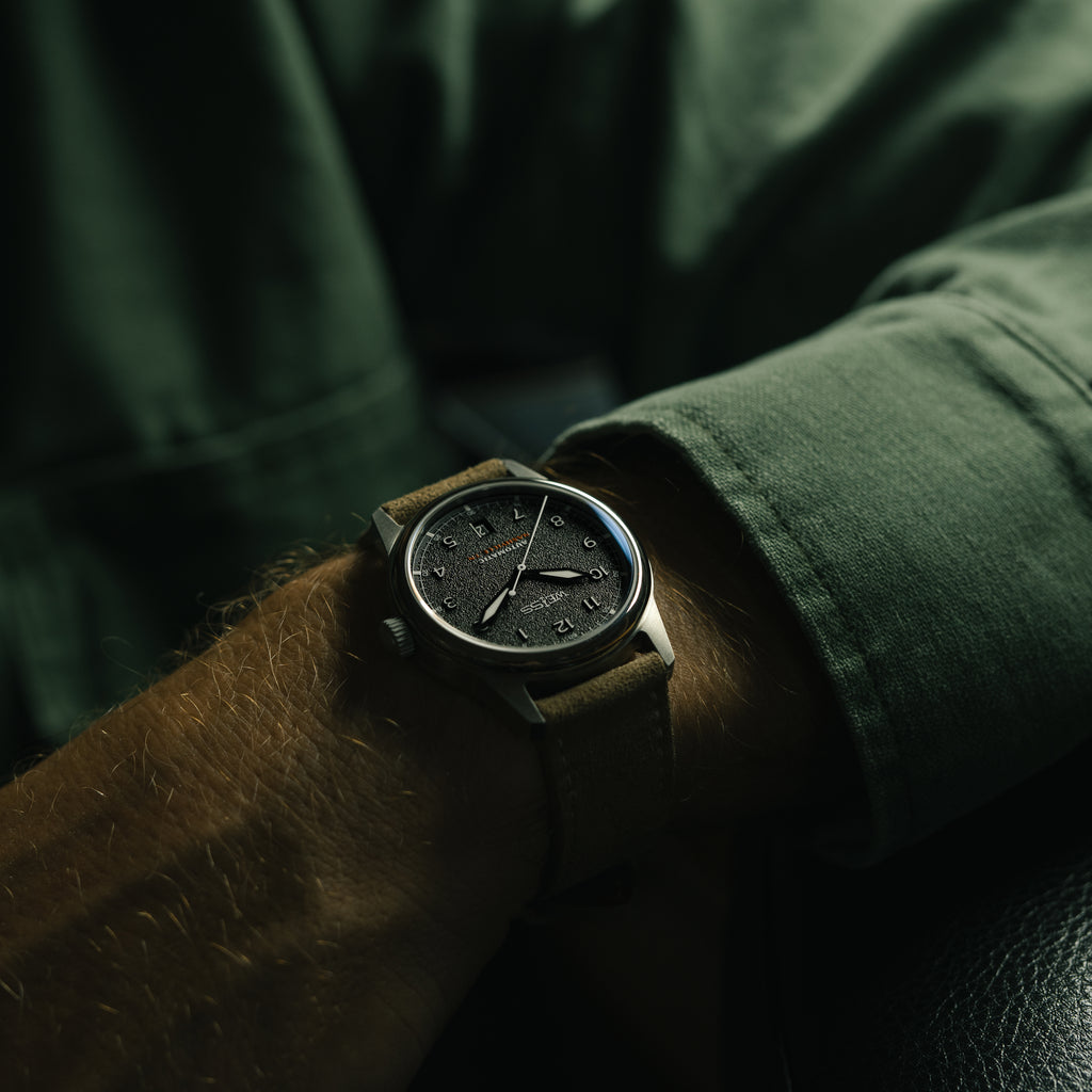 *Limited Edition* Titanium 38mm Automatic Standard Issue Field Watch with Date: Textured Black Dial