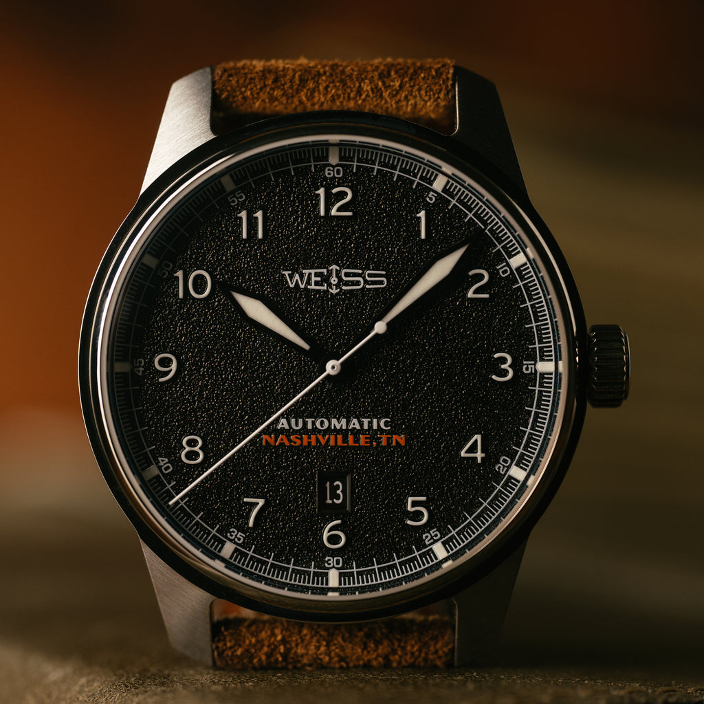 Weiss Watch Company 42mm Automatic Issue Field Watch: Textured Black Dial