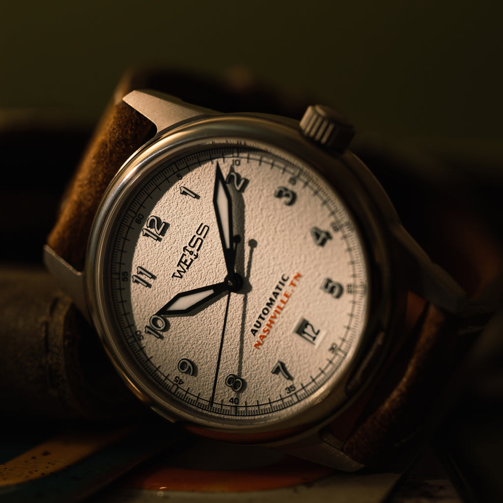 *Limited Edition* Titanium 38mm Automatic Standard Issue Field Watch with Date: Textured White Dial
