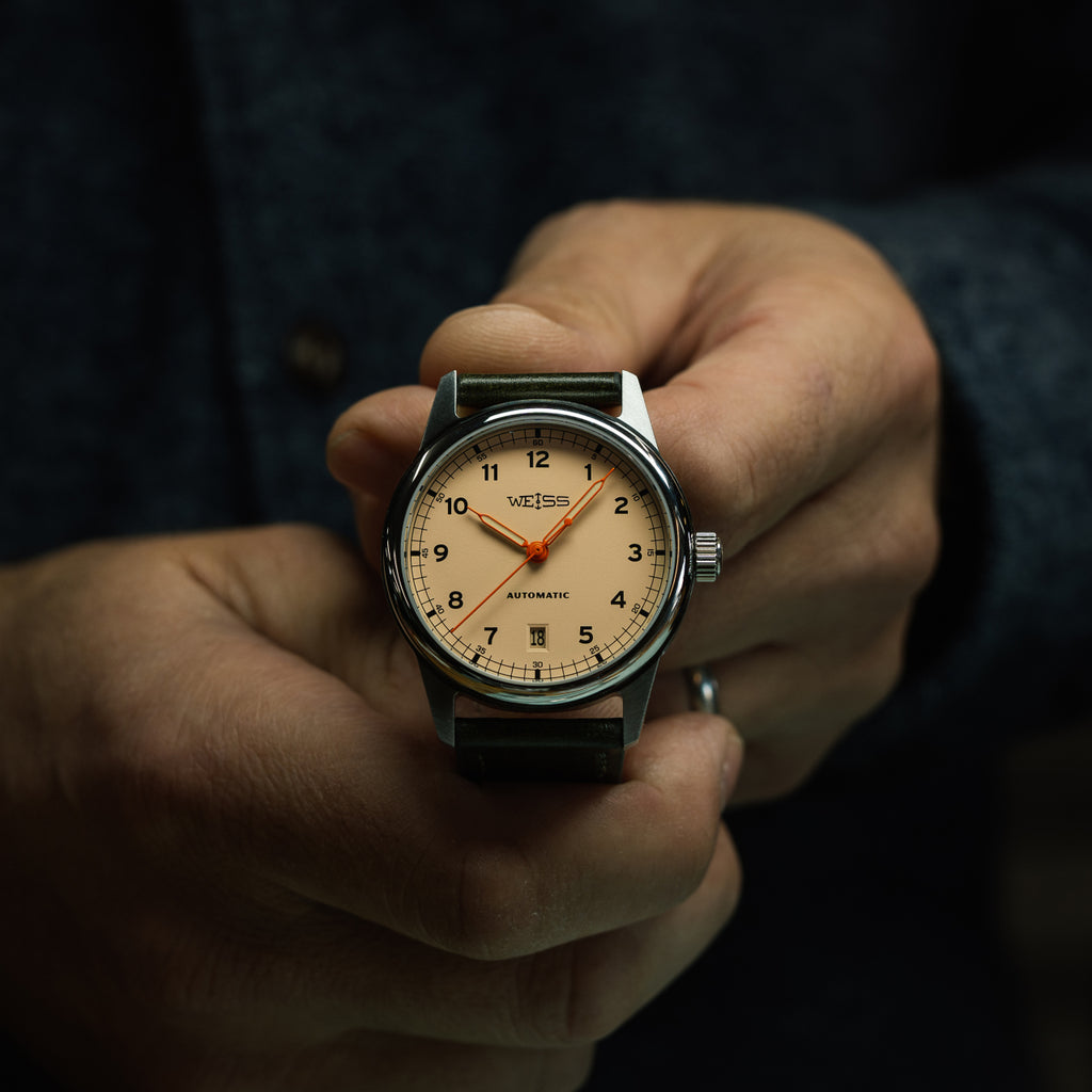 *Limited Edition* 38mm Automatic Standard Issue Field Watch with Date: Signal Orange Hands