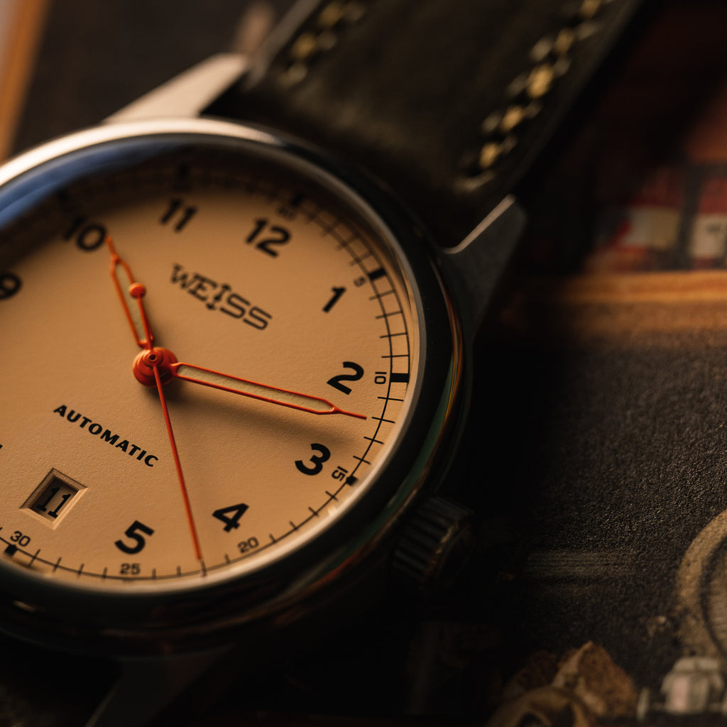 *Limited Edition* 38mm Automatic Standard Issue Field Watch with Date: Signal Orange Hands