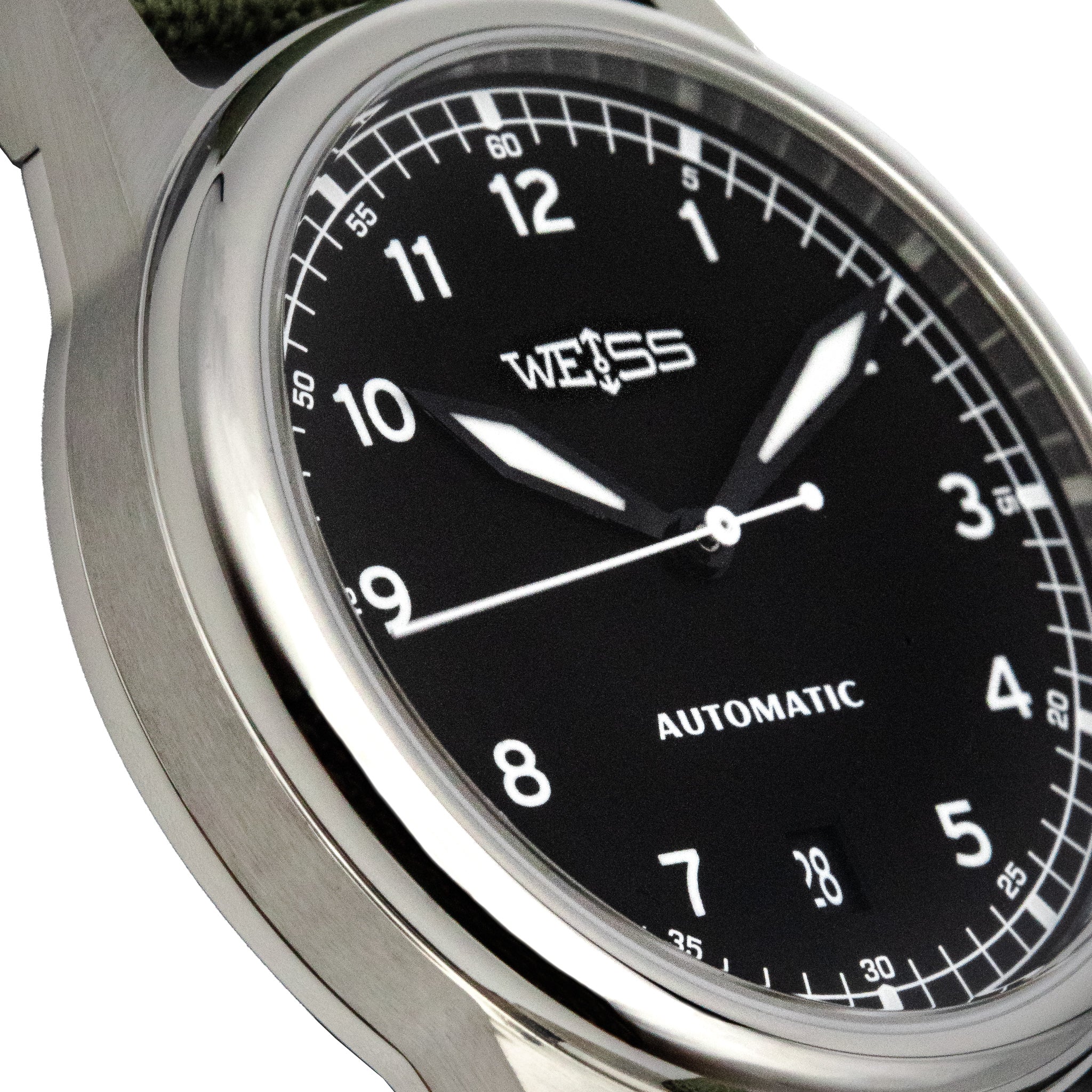 Weiss38mmAutomaticIssueFieldWatchBlackDialSideAngle