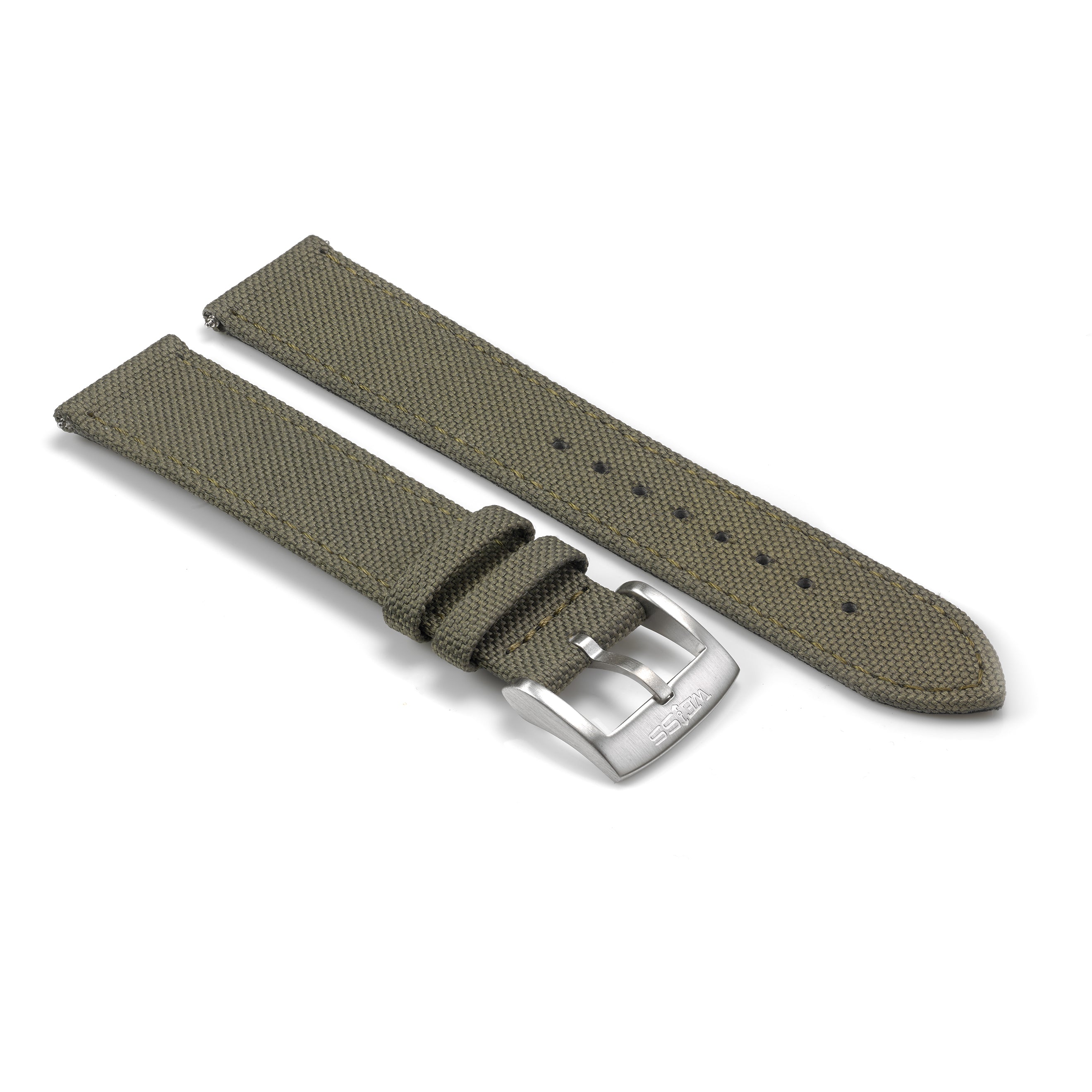 White canvas handmade watch strap with folded edge HDCVS09